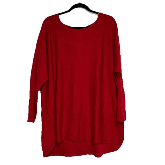 INC International Concepts 2X Red Shirttail Sweater Scoop Neck Dolman Sleeve NEW - Picture 1 of 4